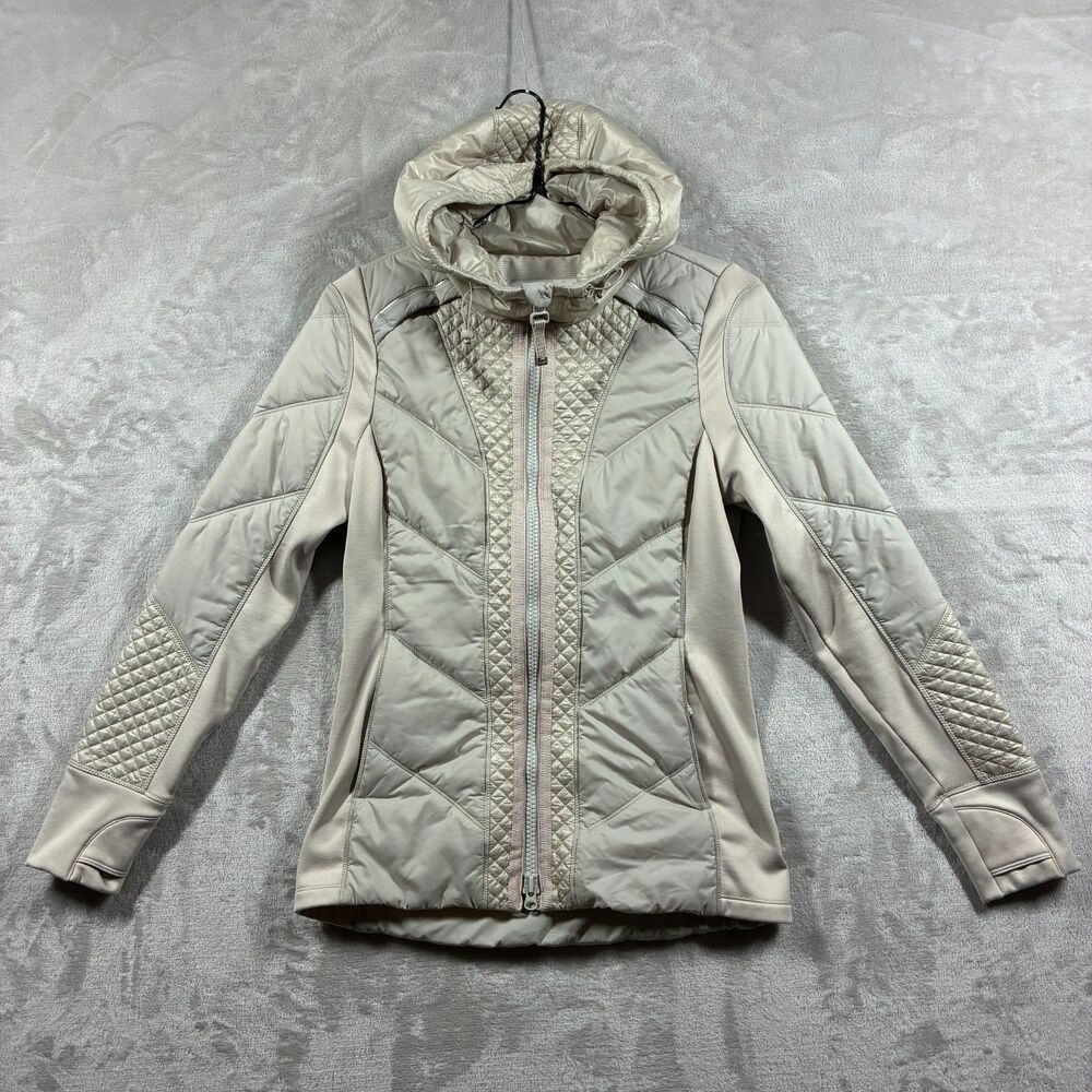 Athleta Rock Ridge PrimaLoft Hooded Jacket Small Abalone Gray Quilted 350851